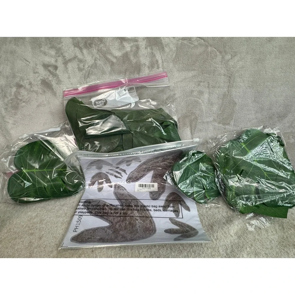 Dinosaur Footprint‎ Wall Decals and Tropical Leaf Decorations Set Kids Decor
